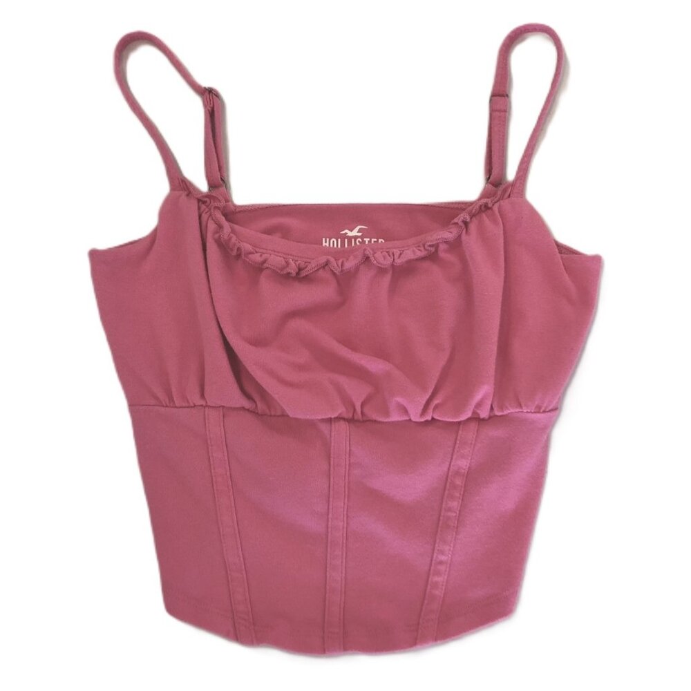 Hollister Bustier Top Camisole Corset Tank Crop Pink Size S Ruffled Neckline